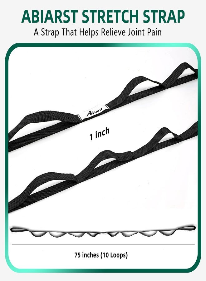 Abiarst Stretching Strap Yoga Straps for Physical Therapy, 10 Loops Non-Elastic Stretch Band for Pilates, Flexibility, Exercise and Gymnastics (Black) - Image 3